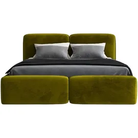 mebloland Polsterbett OLKE- OM mit Bettkasten und Lattenrost - Grün