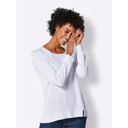 Strickpullover CREATION L PREMIUM "Lyocell-Baumwoll-Pullover", Damen, Gr. 48, weiß, 70% Lyocell, 30% Baumwolle, unifarben, Langarm, Pullover