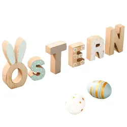 Schriftzug "Ostern" aus Holz Osterdeko Dekoaufsteller Holzbuchstaben Frühling