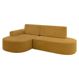 altdecor Eckcouch Cord mit Schlaffunktion 2-Sitzer Senfgelb