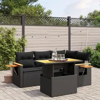 Gecheer 5-TLG. Gartenlounge Set, Gartenmöbel Lounge Sofa, Loungemöbel Polyrattan, Balkon Lounge Set, Gartensofa, Kissen, Polyrattan