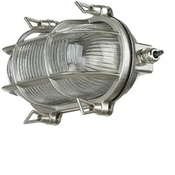 Licht-Erlebnisse Außenwandleuchte SKIATHOS E27 max. 18W Nickel matt, Klar/Transparent | Maritime Wandleuchte aus massivem Messing im Bullaugen-Stil LE42608