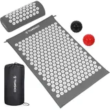 Akupressurmatte Set Shiatsu Massagematte Akupunktur Matte Mit Kopfpolster Grau ✅