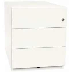 BISLEY Note Rollcontainer mit 3 Schüben aus Metall abschließbar in weiß - Bürocontainer mit Schloss für DIN A4 Dokumente, Kleinteile & Büromaterial,