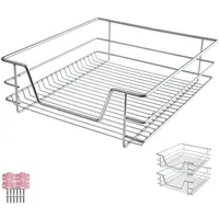 tectake® Teleskopschublade, ausziehbare Schublade, Teleskopregal nachrüsten, Schublade Unterschrank Küche, Regal Küche, Schubladen Organizer Büro, bis 25 kg - passend für 50 cm, 2er Set