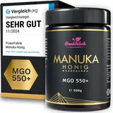 Manuka Honig | MGO 550+ | 500g | HALAL | Das ORIGINAL aus NEUSEELAND | Im Glas | 100% natürlich | PowerFabrik