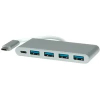 Roline USB 3.2 Gen 1 Hub 4fach, Typ C Anschlusskabel, mit 1 PD-Port
