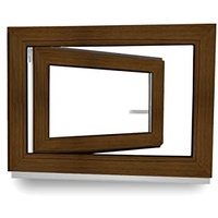 Kellerfenster - Fenster - Dreh- & Kippfunktion - innen nussbaum/außen nussbaum - BxH: 80 x 60 cm - 800 x 600 mm - DIN Rechts - 2 fach Verglasung - 60 mm Profil