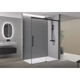 Bernstein Eckdusche mit Schiebetür Soft-Close DX906 FLEX - 8 mm Nano Echtglas - Schwarz matt - 120cm, 80cm