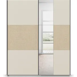 Rauch Schwebetürenschrank »Senja«, mit Spiegel und Bauchbinde in angesagter rattanoptik), beige