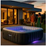Arebos Whirlpool TENERIFE Aufblasbar 6 Personen mit 130 Düsen, (Komplett-Set, LED-Beleuchtung), Für Outdoor & Indoor schwarz 185 cm