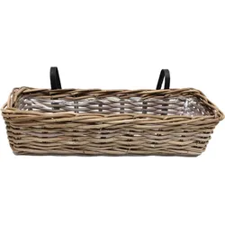 Rattan-Balkon-Pflanzgefäß – 60 x 18 x 16 cm – Balkonkorb – hängender Balkon-Pflanzgefäß – Balkon-Gartenzubehör – braun