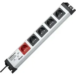 Kopp 227820012 POWERversal 5-fach Master-Slave-Steckdosenleiste mit Geräteschutz-Überspannungsfilter, Farbe: silber-schwarz