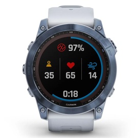 Garmin Fenix 7X Sapphire Solar blaues DLC-Titan mit steinweissem Armband