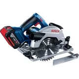 Bosch GKS 18V-57G Professional inkl. 2 x 5,0 Ah + Führungsschiene FSN 1400 + L-Boxx