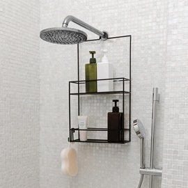 Umbra Cubiko Duschregal, Duschablage, Dusch Caddy mit 2 Ablagefächern aus Metall, 30,5 x 60 x 11 cm,