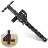 Sexyhot 28cm Holzbearbeitungsschreiber T-Typ Lineal, Speedmarker Anreißlineal, Winkelmessgerät Markierungslineal Werkzeugfür Multifunktionale Strichzeichnung und -messung, Baulineale