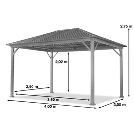 TOOLPORT Gartenpavillon 3 x 4 m inkl. 4 Seitenteile Champagner