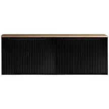 [en.casa] Waschbeckenunterschrank Skelbolu mit 4 Türen 160x60x40cm Schwarz/Eichenoptik [en.casa]