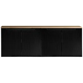 [en.casa] Waschbeckenunterschrank Skelbolu mit 4 Türen 160x60x40cm Schwarz/Eichenoptik [en.casa]