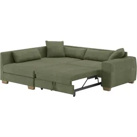 Mr. Couch Ecksofa MR. COUCH "Hilla L-Form, bis 140 kg belastbar", grün (stripes 8641 grün), B:227cm H:68cm T:190cm, Stripes (92% Polyester / 8% Nylon), Sofas, Ecksofa, mit Taschenfederkern, wahlweise mit Bettfunktion