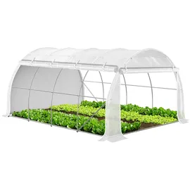 VOUNOT VOUNOT® Gewächshaus Foliengewächshaus, Seitenwände Aufrollbar Winterfest, Tomatenhaus Folientunnel, 4x3x2m 12m2, Weiß
