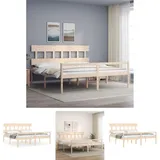 The Living Store Seniorenbett Mit Kopfteil 200x200 Cm Massivholz -  Betten & Bettgestelle