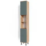 Vicco Badschrank Fynn, Eiche Grün Badmöbel 190 cm