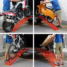Baumarktplus TRUTZHOLM 1 x Auffahrrampe klappbar 180 cm Traglast 340 kg Alu rot Riffelstab Verladerampe