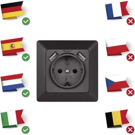 EMOS Schuko-Steckdose Unterputz anthrazit