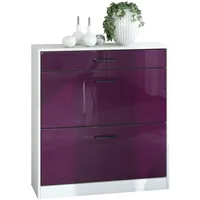 Vladon Schuhschrank, Brombeere, Holzwerkstoff, 89x95.5x27 cm, Garderobe, Schuhaufbewahrung, Schuhkipper