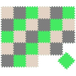 LittleTom Puzzlematte 27 Teile Baby Kinder Puzzlematte ab Null - 30x30cm, Grau Beige Hellgrün bunt