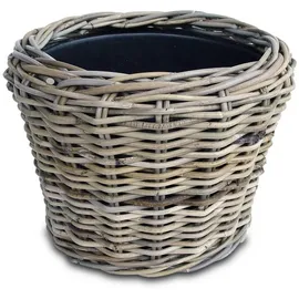 Spetebo Rattan Pflanztopf 33 x 24 cm Grau