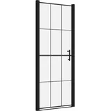 vidaXL Duschtür Hartglas 91x195 cm Schwarz