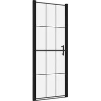 vidaXL Duschtür Hartglas 91x195 cm Schwarz