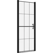 vidaXL Duschtür Hartglas 91x195 cm Schwarz