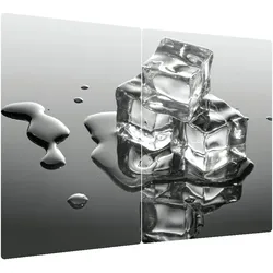 ALLboards Glas Herdabdeckplatte Schneidebrett Eiswürfel Eis Kaltes Wasser 2er Set Multi-Platte Herdschutz Deko Gehärtetes Glas, 2 Stück – 52x30cm
