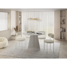 WFL GROUP Esstisch Ø 120 cm marmor weiß