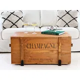 Uncle Joe ́s Truhe Champagne Couchtisch Truhentisch im Vintage Shabby Style aus Massiv-Holz mit Stauraum und Deckel Holzkiste Beistelltisch Landhaus Wohnzimmertisch Holztisch nussbaum