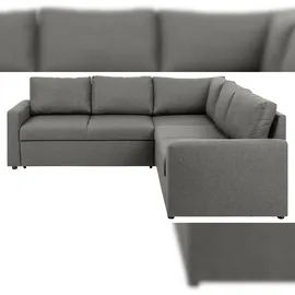 VCM ebuy24 Sacramento Ecksofa versteckte Aufbewahrung und ausziehbares Bett hellgrau.