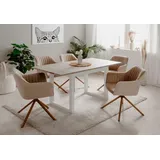 furn.design Esstisch weiß Sandstein, Küchentisch ausziehbar 120 / 160 cm