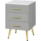 Nachtschrank für Boxspringbett Schubladen Kommode mit Schubladen Sideboard einfache Montage Grau TS135gr