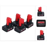 Milwaukee Akku Set M12 B4 12 V 4,0 Ah 4 Stück