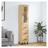 furnicato Sideboard Highboard Sonoma-Eiche 34,5 x 34 x 180 cm aus Holzwerkstoff und Metall (1 St), Stabiler Schrank mit viel Stauraum und Glas sowie Metallfüßen braun 34 cm x 180 cm x 34.5 cm