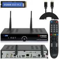 OCTAGON SF8008 UHD 4K Supreme Twin Sat Receiver + 512GB Festplatte INTERN + NONIC HDMI Kabel, 2X DVB-S2X Tuner, E2 Linux & Define OS, mit PVR Aufnahmefunktion, M.2 M Key, Gigabit LAN, WiFi WLAN