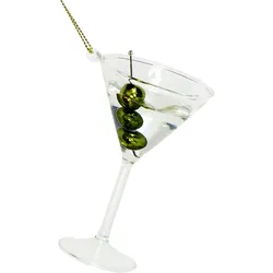 Christbaumschmuck Glas 10,5cm Martini Cocktail Figur Weihnachtsbaum Anhänger Weihnachten Christbaumanhänger Weihnachtsbaumschmuck Cocktailglas Oliv