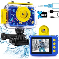 GKTZ Geschenk für Mädchen 3-12 Jahre alt,Kinder Kamera wasserdichte mit 32GB SD-Karte,20MP & 1080P HD Selfie Digitalkamera Kinder,Fotoapparat Kinder Unterwasserkamera