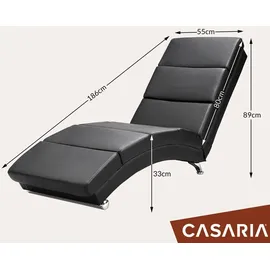 CASARIA Relaxliege London Kunstleder 186 x 89 x 55 cm Schwarz mit Massage und Heizfunktion