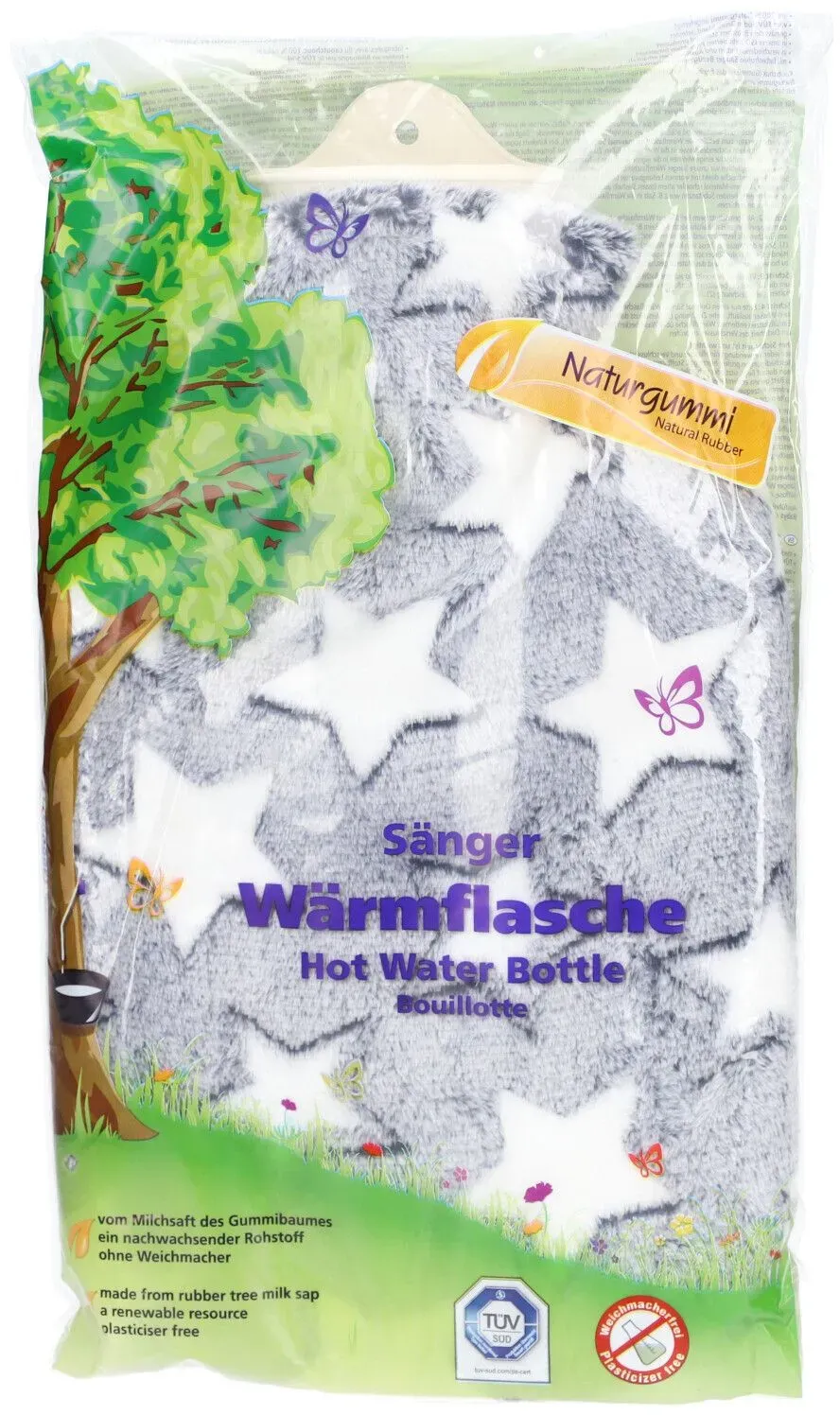 Sänger Wärmflasche Gummi Plüsch 2L Sterne