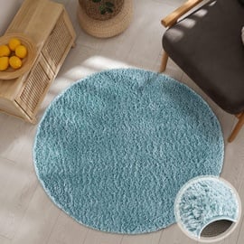 carpet city Hochflor-Teppich »Pulpy 100«, Rund 74136428-10 Blau 30 mm